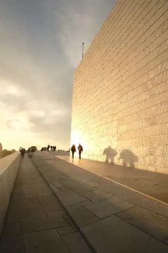 photo containing: Sunlight, Shadow, Walking, Evening, Walkway