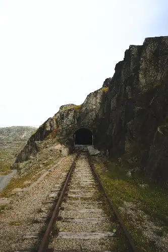photo containing: Rock, Geological formation, Bedrock, Outcrop, Track, Erosion, Tunnel, Rail transport, Rubble, Escarpment