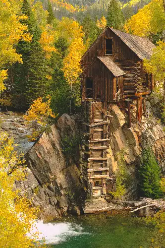 photo containing: Wood, Natural landscape, Watercourse, Rock, Stream, Log cabin, Forest, Fluvial landforms of streams, Mountain river, Outcrop